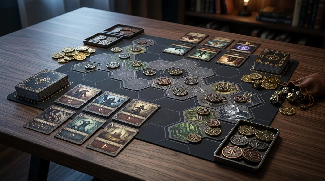 Hexline Drift — premium card game on the table